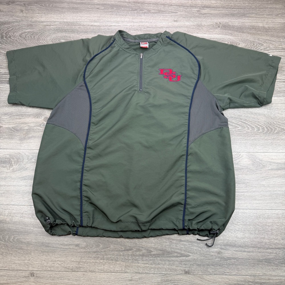 Nike Delaware State Hornets Windshirt Mens XL Green Short Sleeve 1/4 Zip Vintage